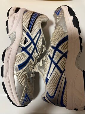 Asics Silver & Blue Kids' Athletic Sneakers